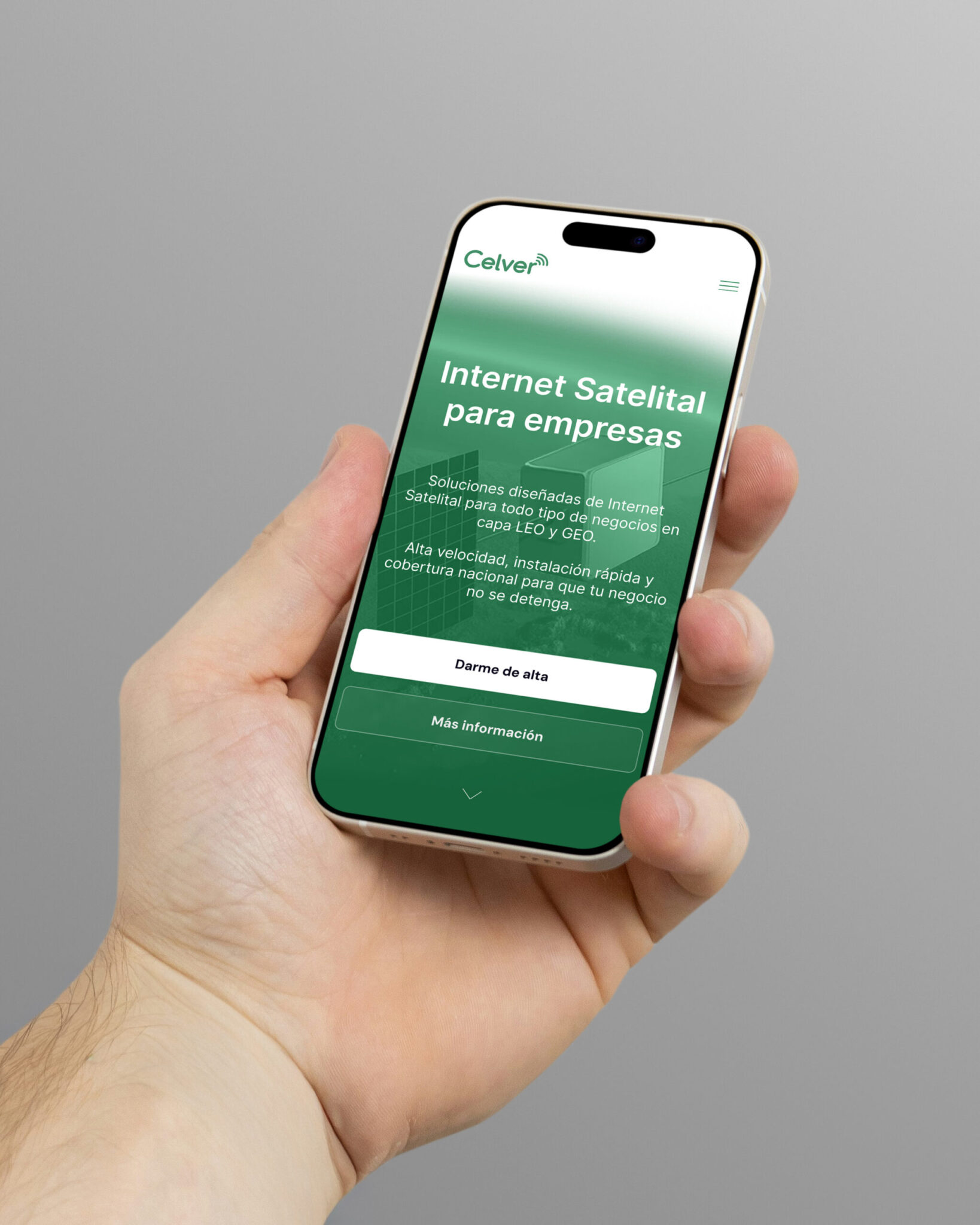 Mock up diseño web mobile para Celver Satelital -The Backstage