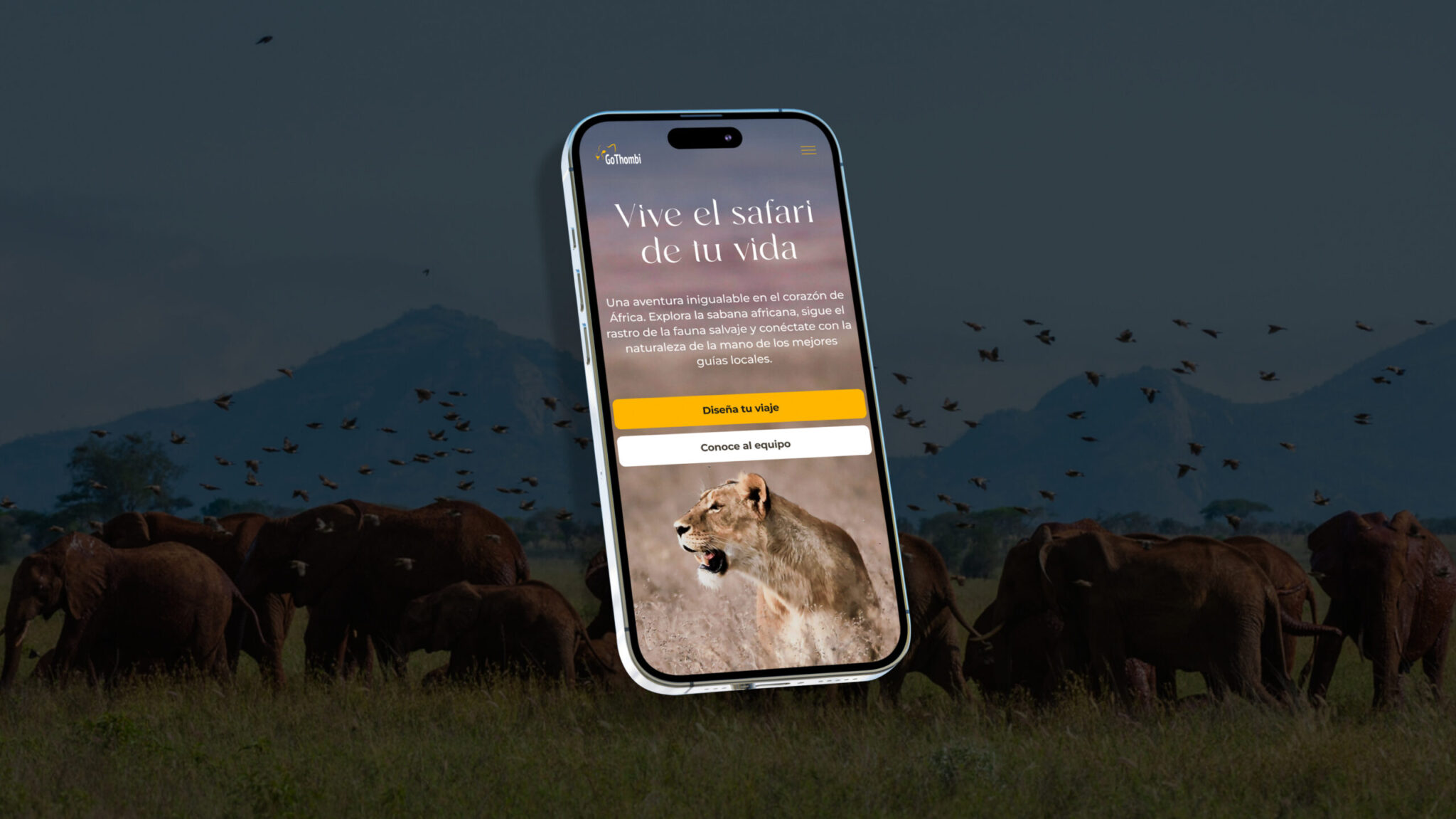 Mock up diseño web mobile para GoThombi - The Backstage